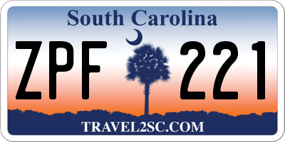 SC license plate ZPF221