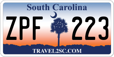 SC license plate ZPF223
