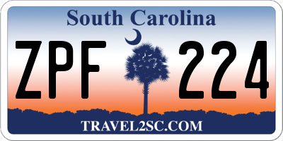 SC license plate ZPF224