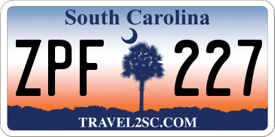 SC license plate ZPF227