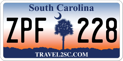 SC license plate ZPF228