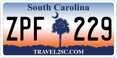 SC license plate ZPF229