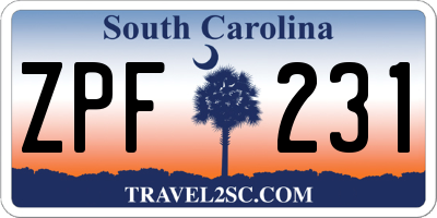 SC license plate ZPF231