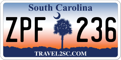SC license plate ZPF236