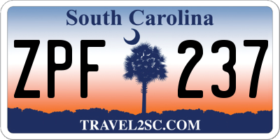 SC license plate ZPF237