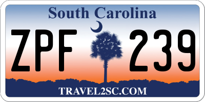 SC license plate ZPF239