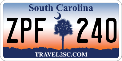 SC license plate ZPF240