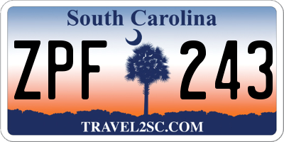 SC license plate ZPF243