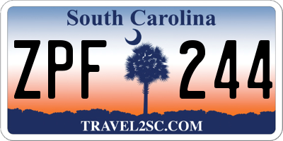 SC license plate ZPF244