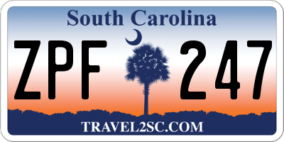 SC license plate ZPF247