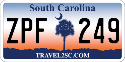 SC license plate ZPF249