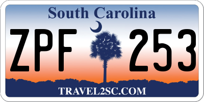 SC license plate ZPF253
