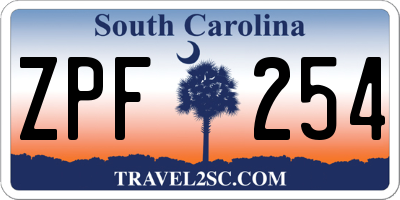 SC license plate ZPF254