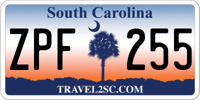 SC license plate ZPF255