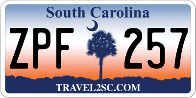 SC license plate ZPF257