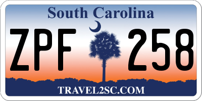 SC license plate ZPF258