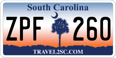 SC license plate ZPF260