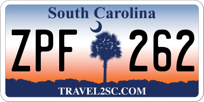 SC license plate ZPF262