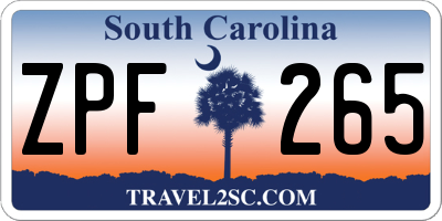 SC license plate ZPF265