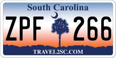 SC license plate ZPF266