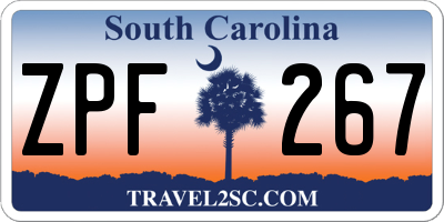 SC license plate ZPF267