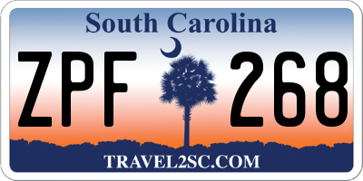 SC license plate ZPF268