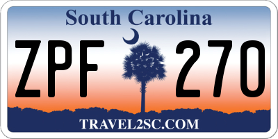 SC license plate ZPF270