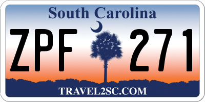 SC license plate ZPF271