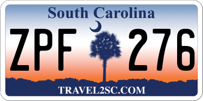 SC license plate ZPF276