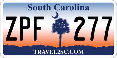 SC license plate ZPF277
