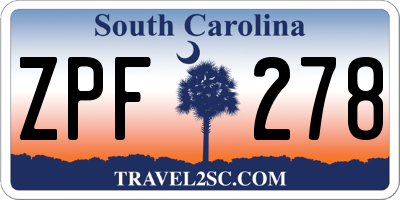 SC license plate ZPF278