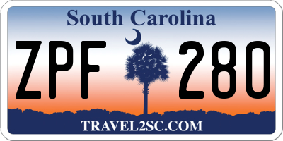 SC license plate ZPF280