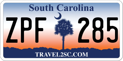 SC license plate ZPF285