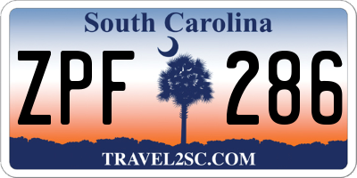 SC license plate ZPF286