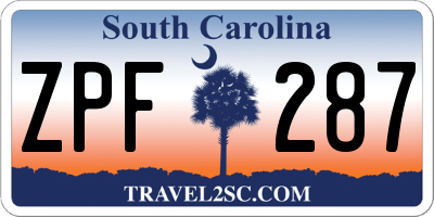 SC license plate ZPF287