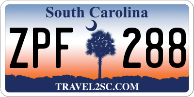 SC license plate ZPF288
