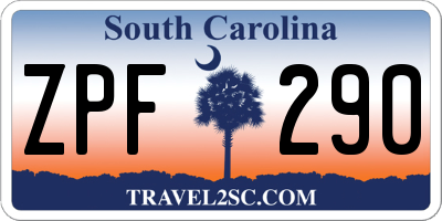 SC license plate ZPF290