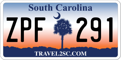 SC license plate ZPF291