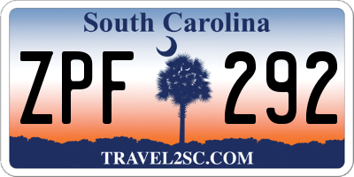 SC license plate ZPF292