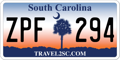 SC license plate ZPF294
