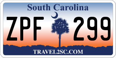 SC license plate ZPF299