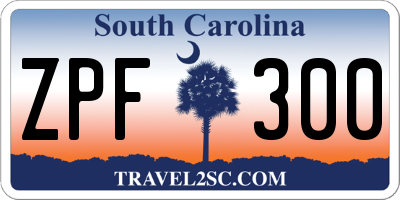 SC license plate ZPF300