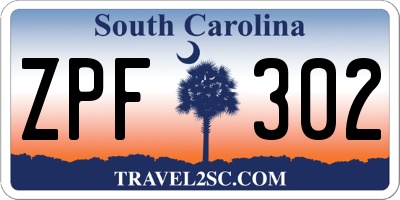 SC license plate ZPF302