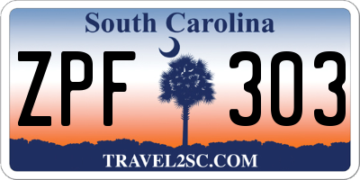 SC license plate ZPF303
