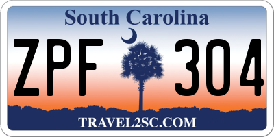SC license plate ZPF304
