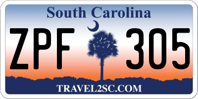 SC license plate ZPF305