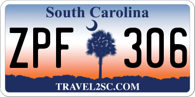 SC license plate ZPF306
