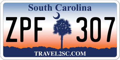 SC license plate ZPF307