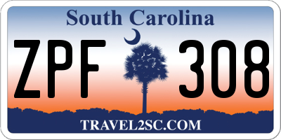 SC license plate ZPF308