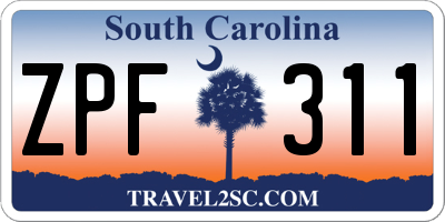 SC license plate ZPF311